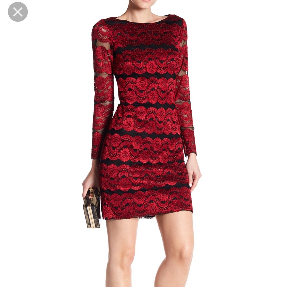 NWOT Eliza J lace black and red dress size 6